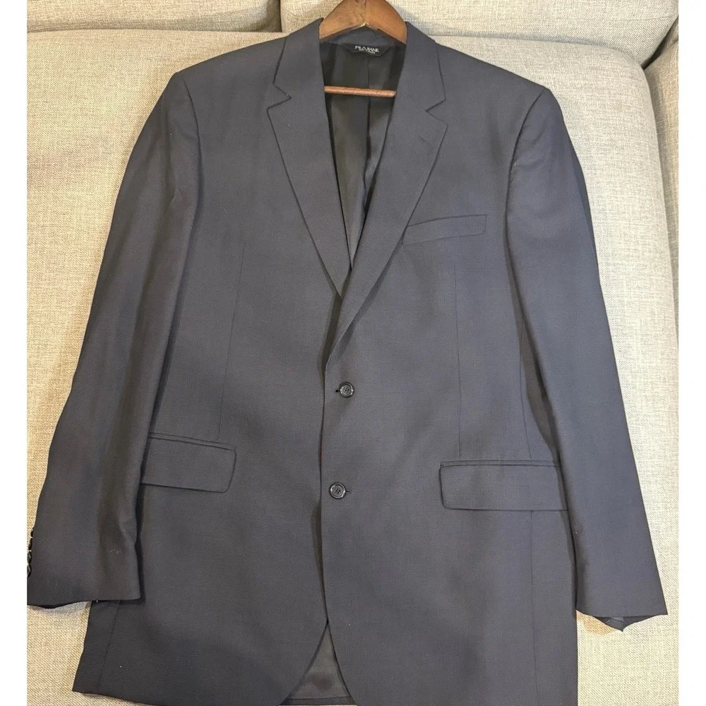 Jos A Bank Blazer‎ Mens Navy Blue Sport Coat 2 Button Micro Check Classic